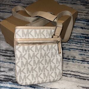 Michael Kors Cream and Tan Messenger Bag